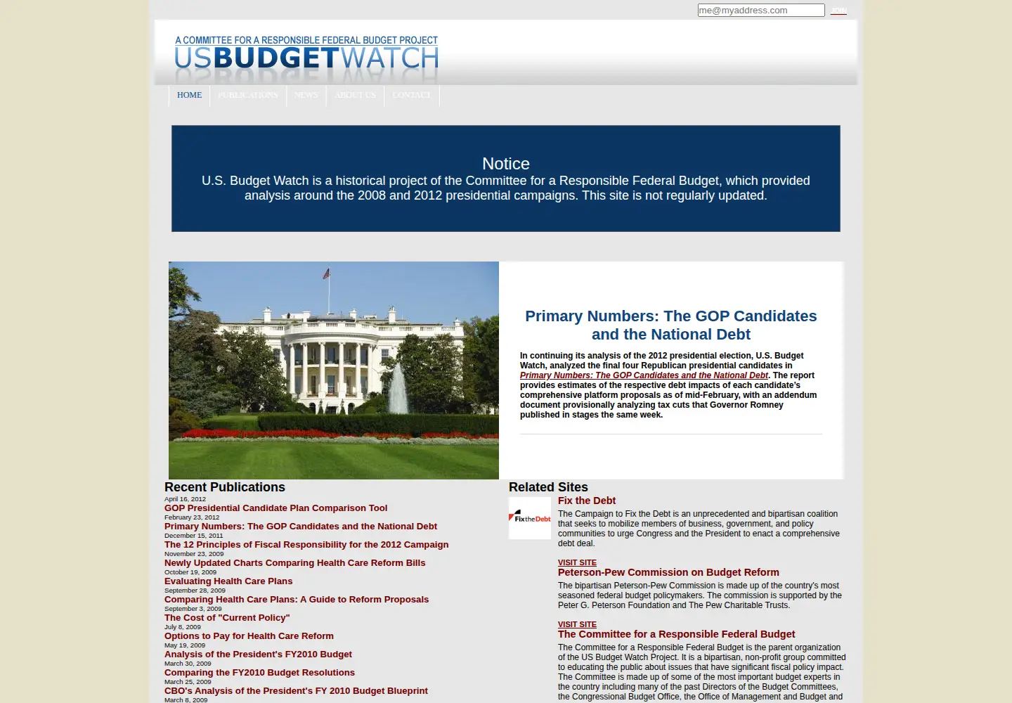 Screenshot of usbudgetwatch.org