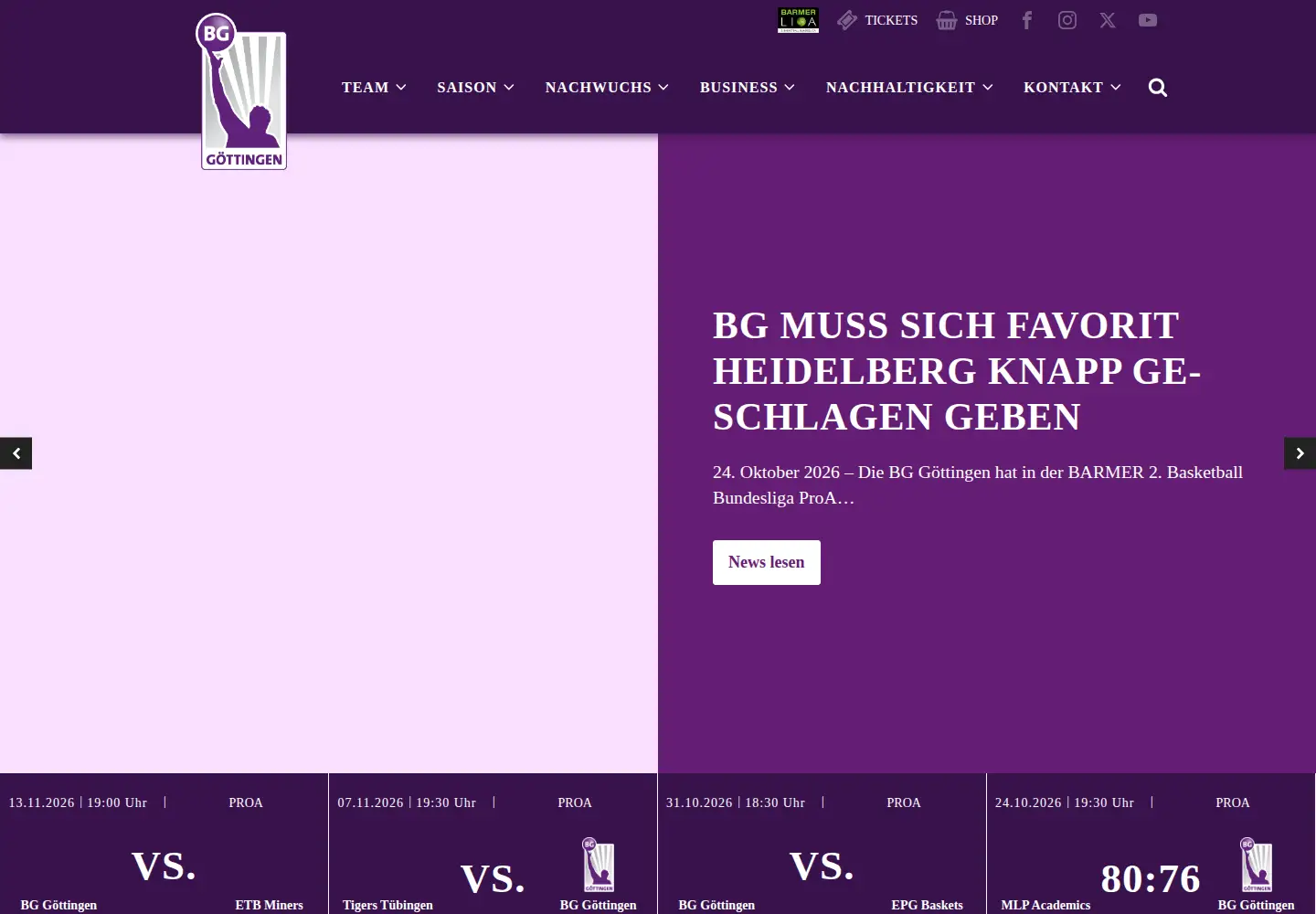 Captured homepage of bggoettingen.de in the current scan