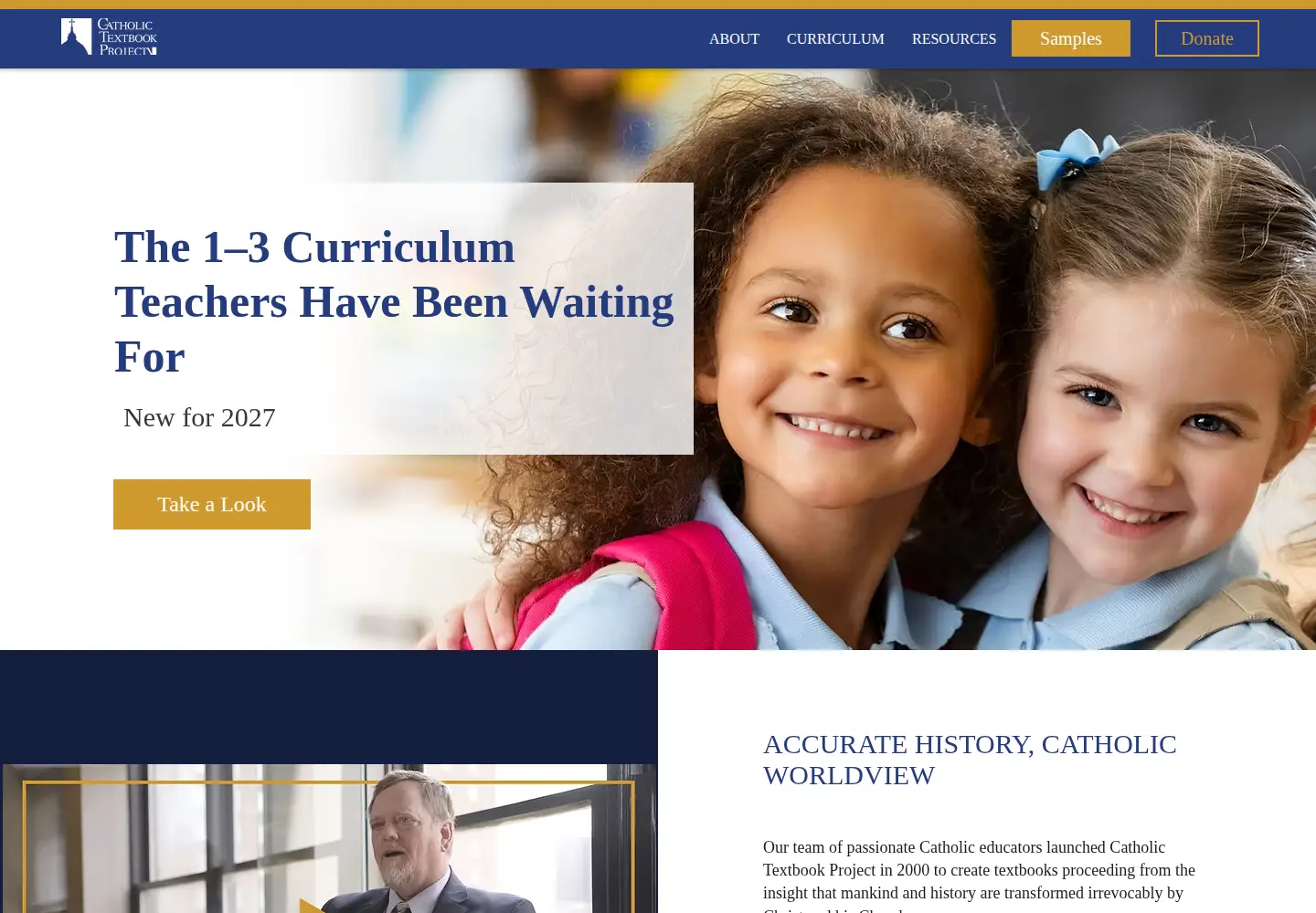 Captured homepage of catholictextbookproject.com in the current scan