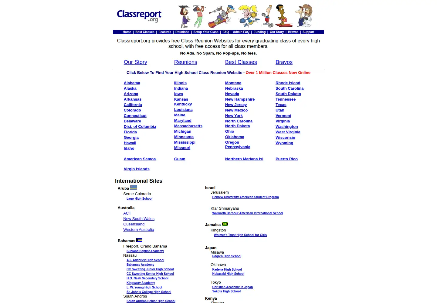Captured homepage of classreport.org in the current scan