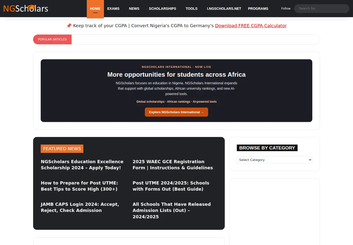 Screenshot of ngscholars.net