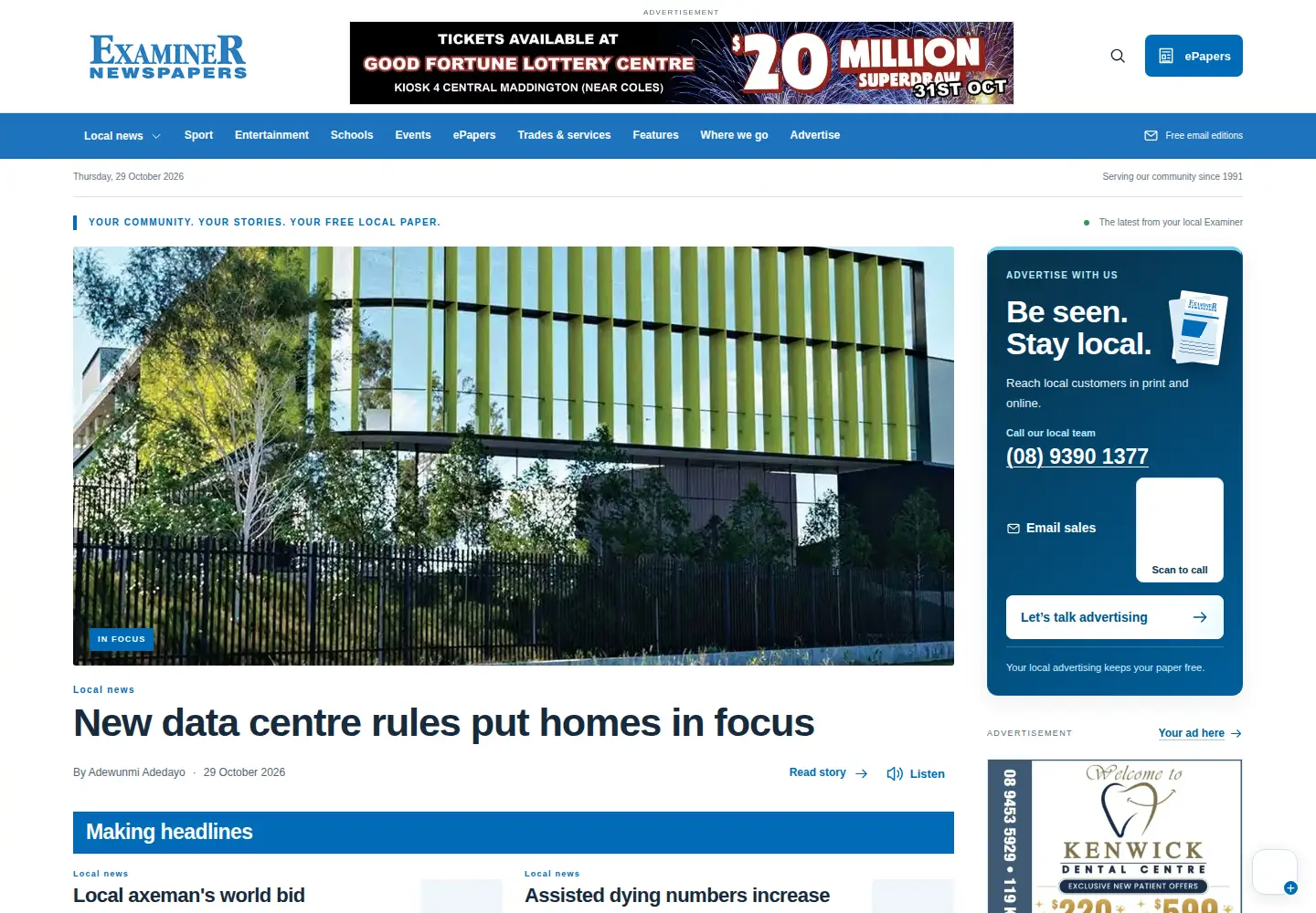 Screenshot of yourlocalexaminer.com.au