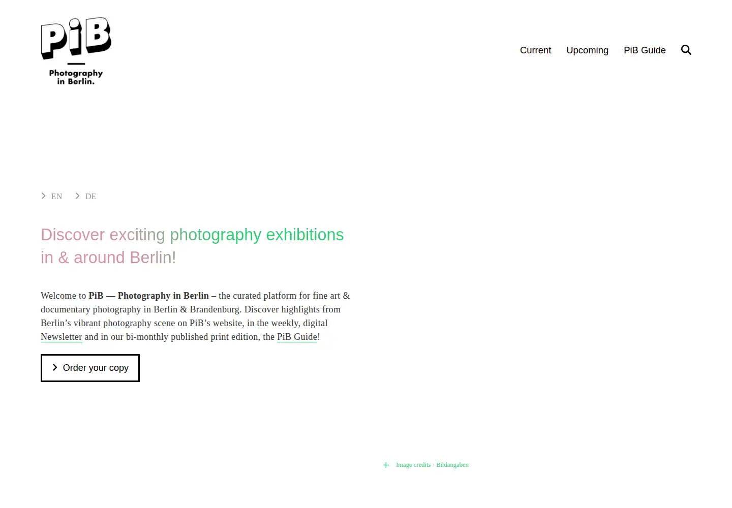 Captured homepage of photography-in.berlin in the current scan