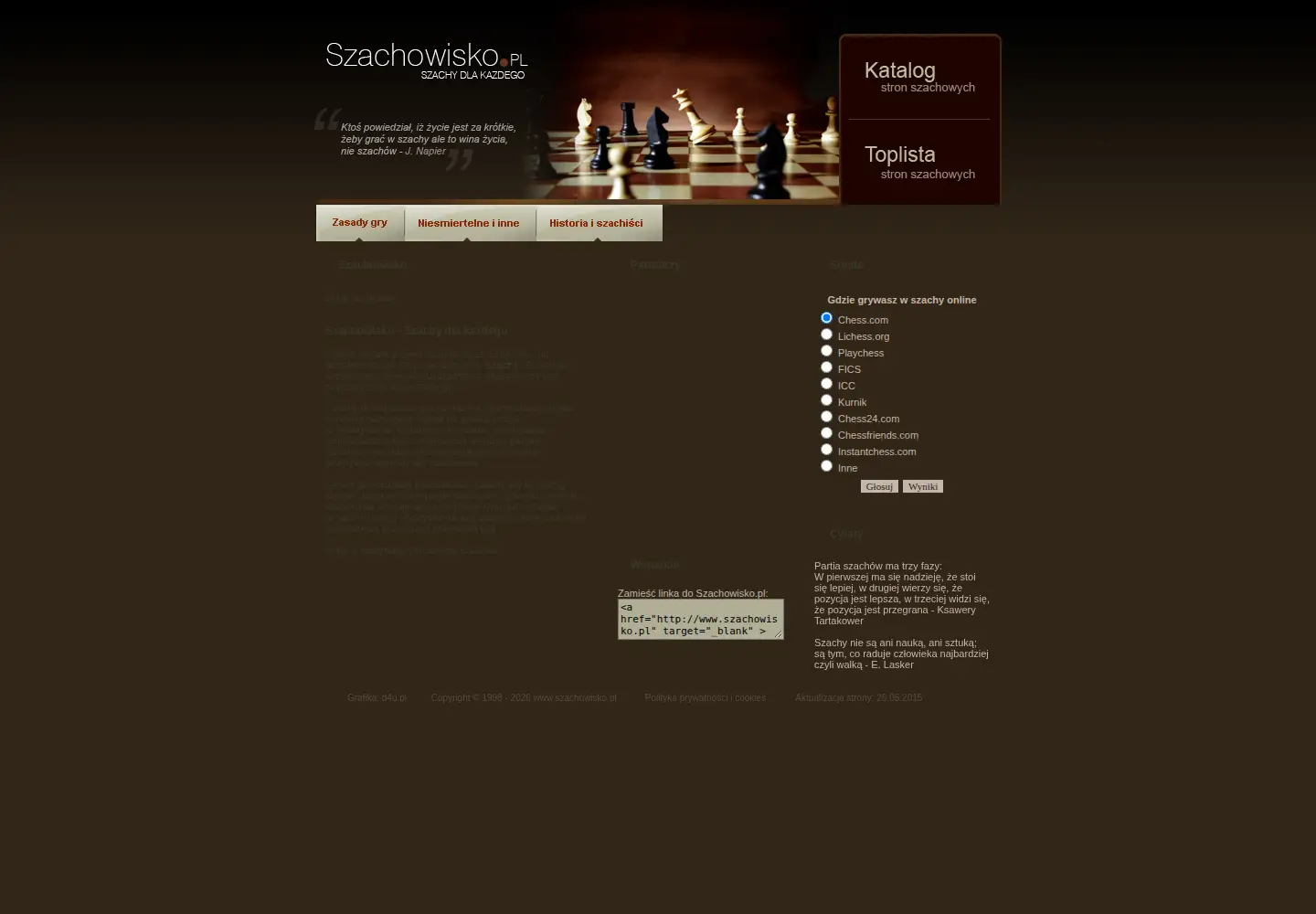 Captured homepage of szachowisko.pl in the current scan