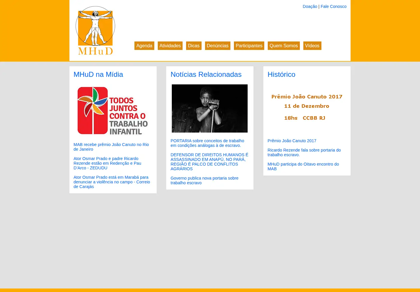 Captured homepage of humanosdireitos.org in the current scan
