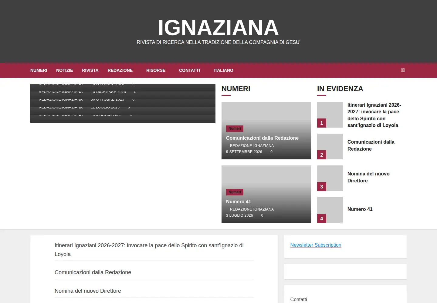 Screenshot of ignaziana.org