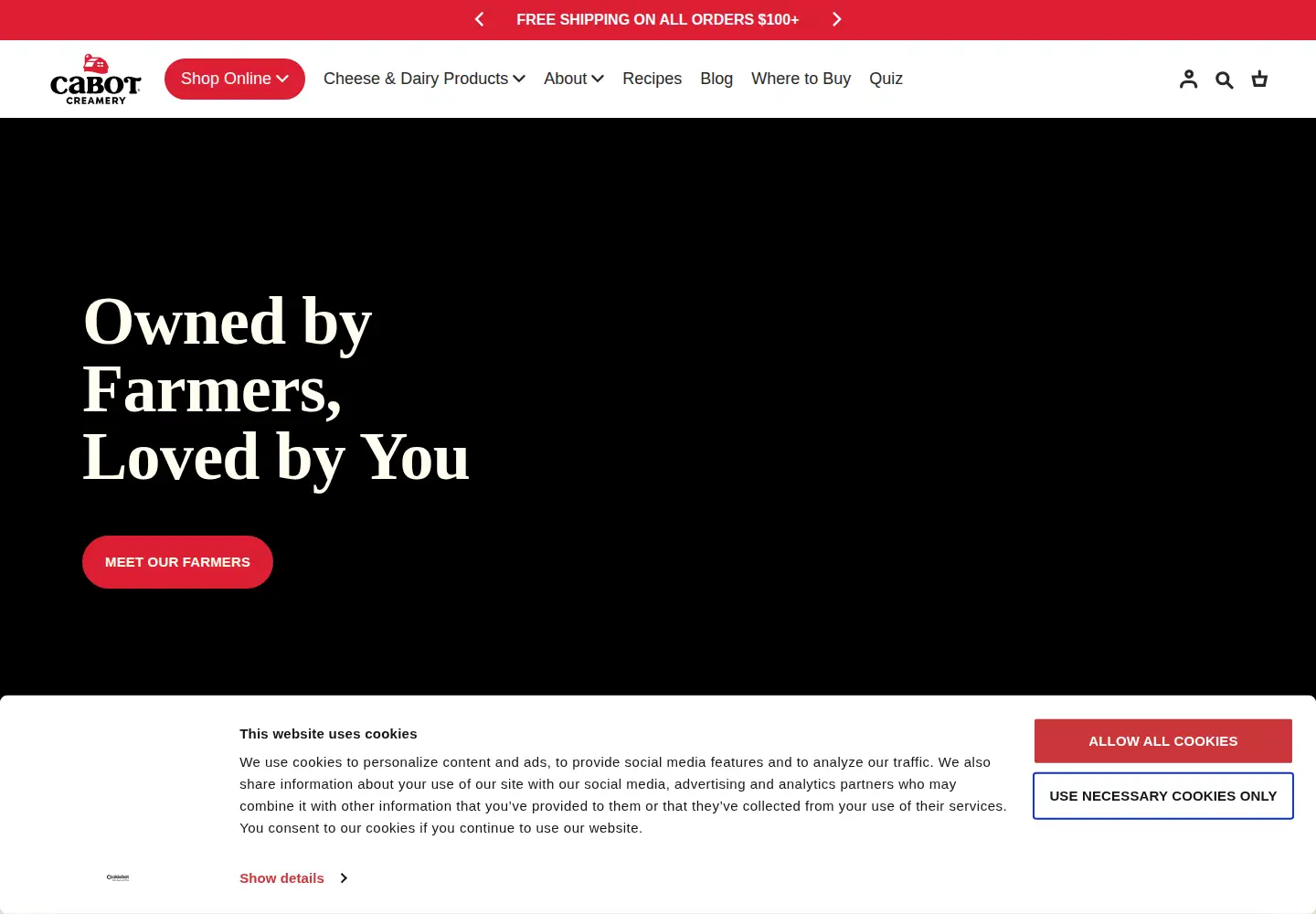 Captured homepage of cabotcheese.com in the current scan