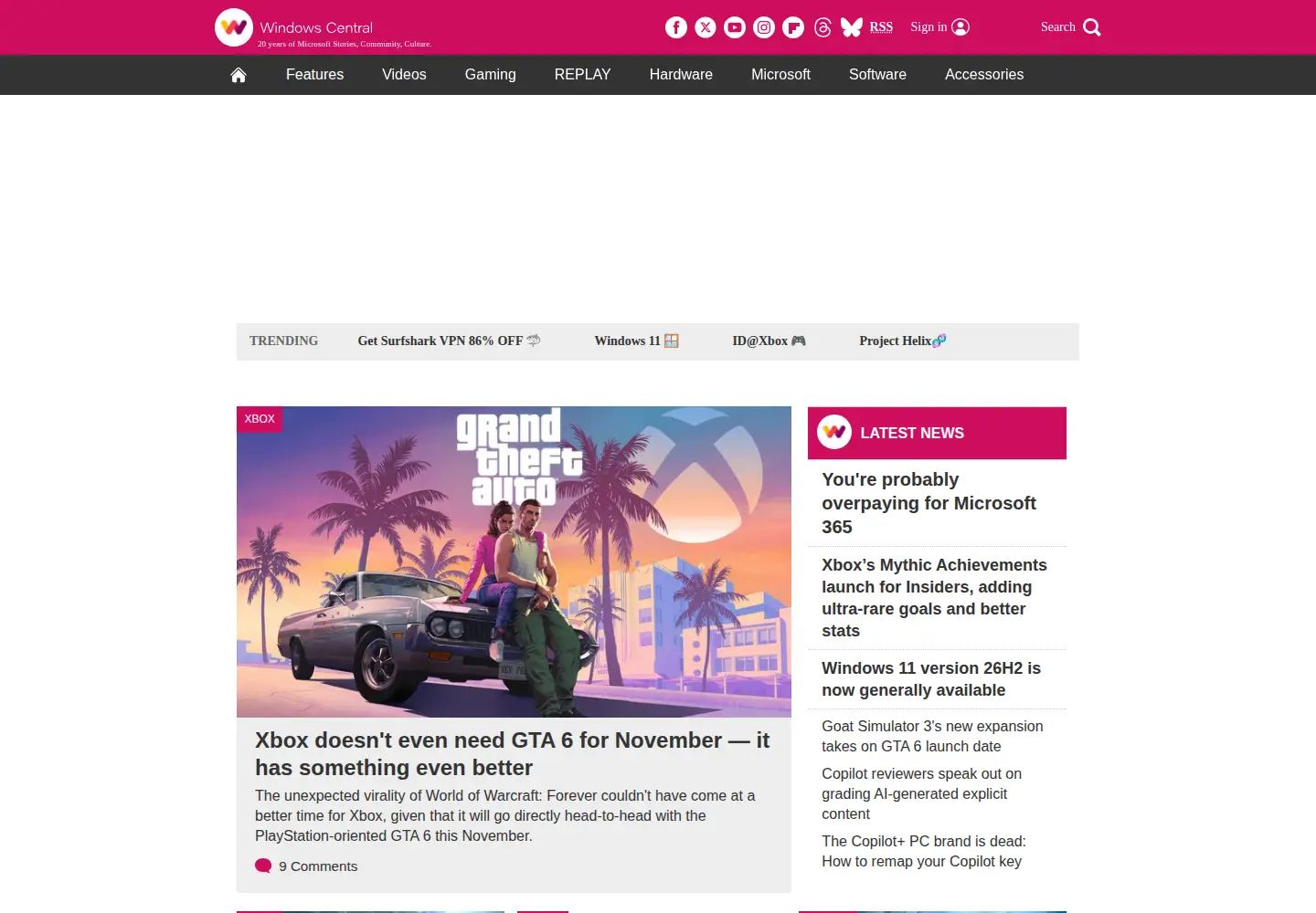 Screenshot of windowscentral.com