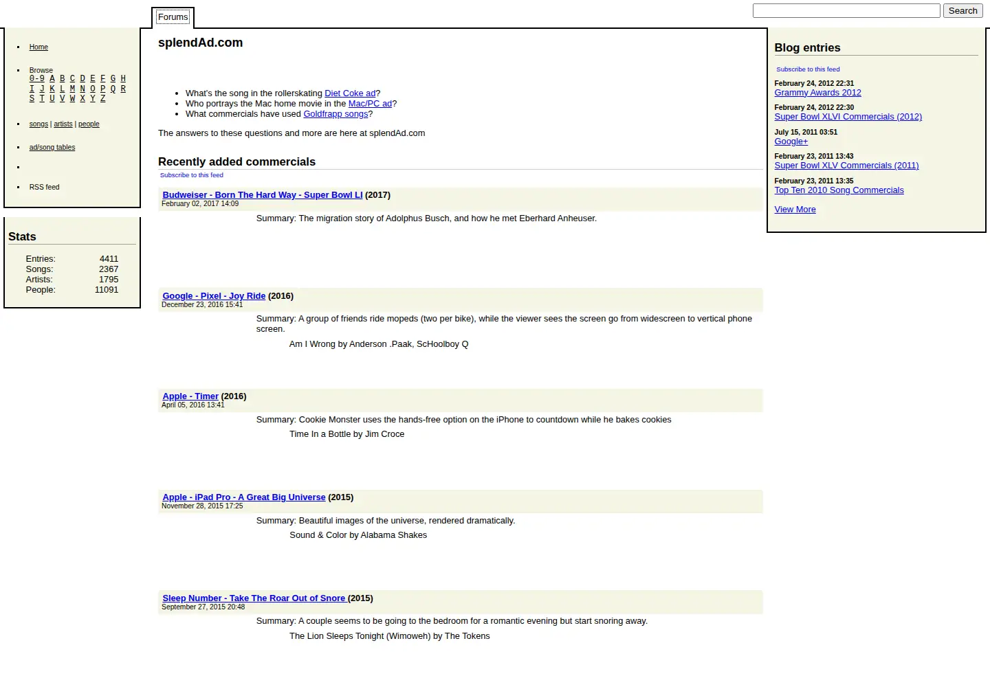 Captured homepage of splendad.com in the current scan