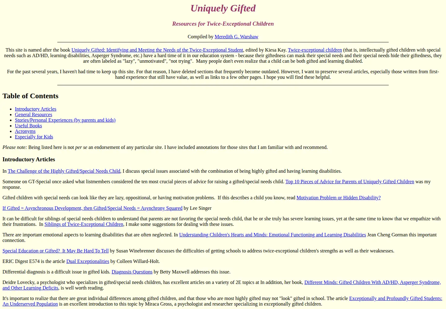 Captured homepage of uniquelygifted.org in the current scan