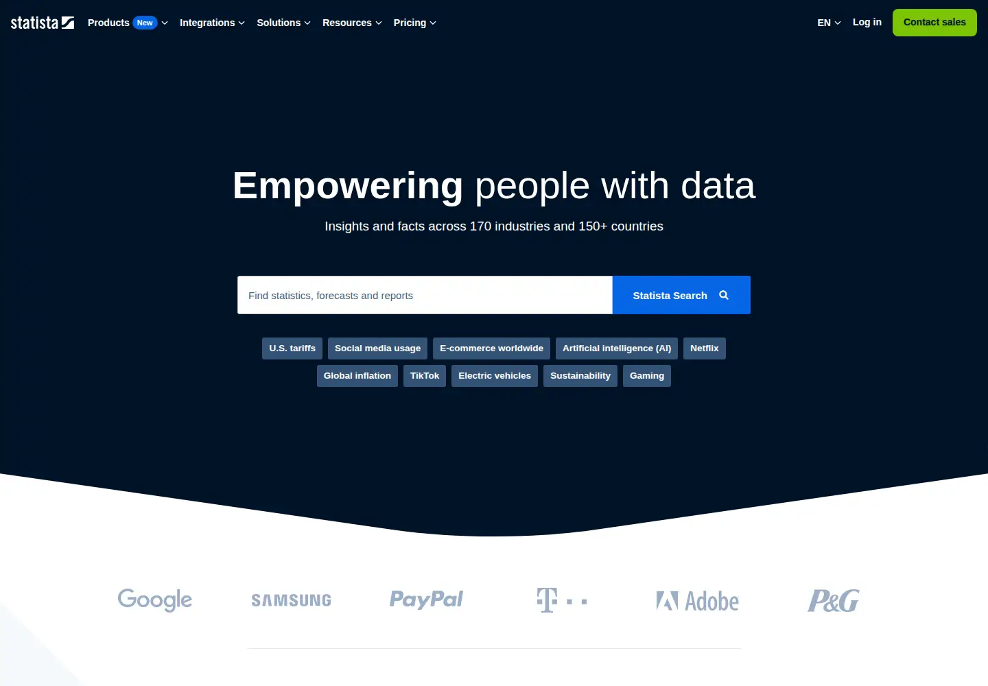 Screenshot of statista.org