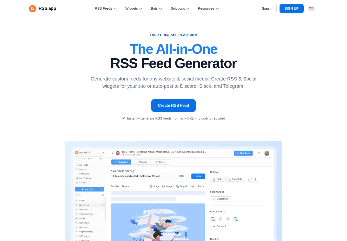 Screenshot of rss.app