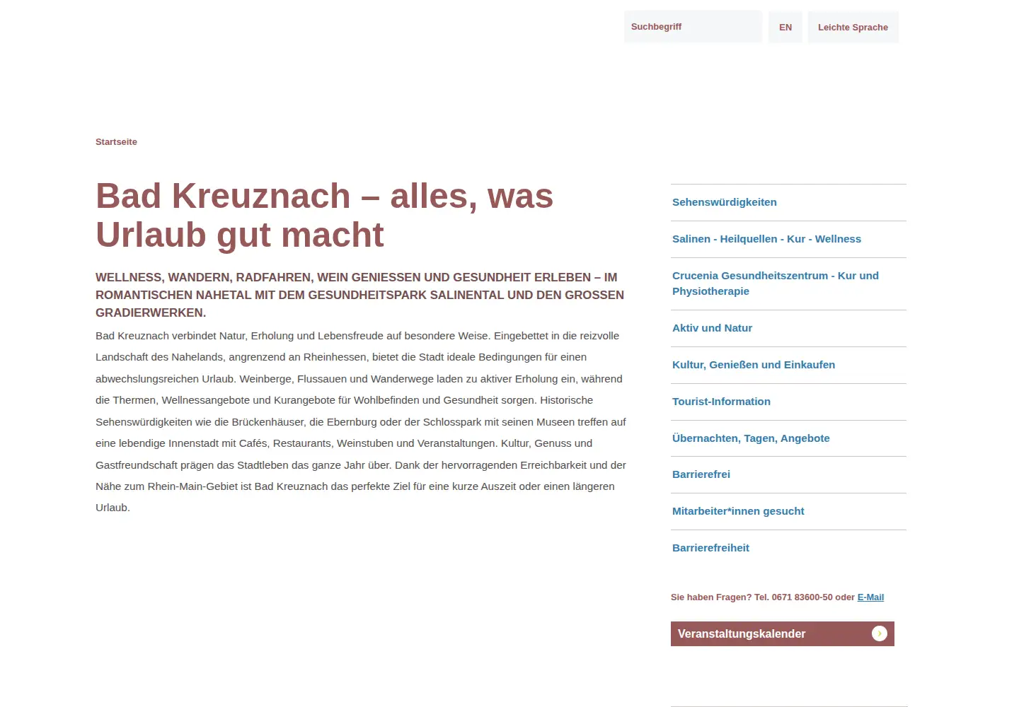 Screenshot of bad-kreuznach-tourist.de