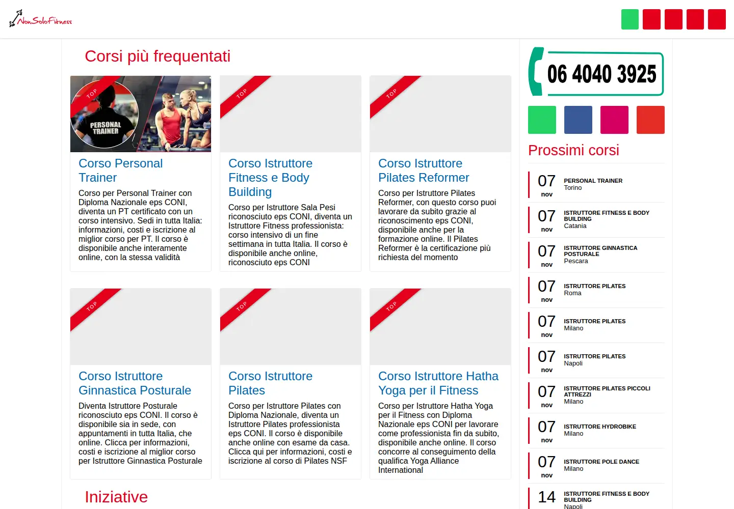 Captured homepage of nonsolofitness.it in the current scan