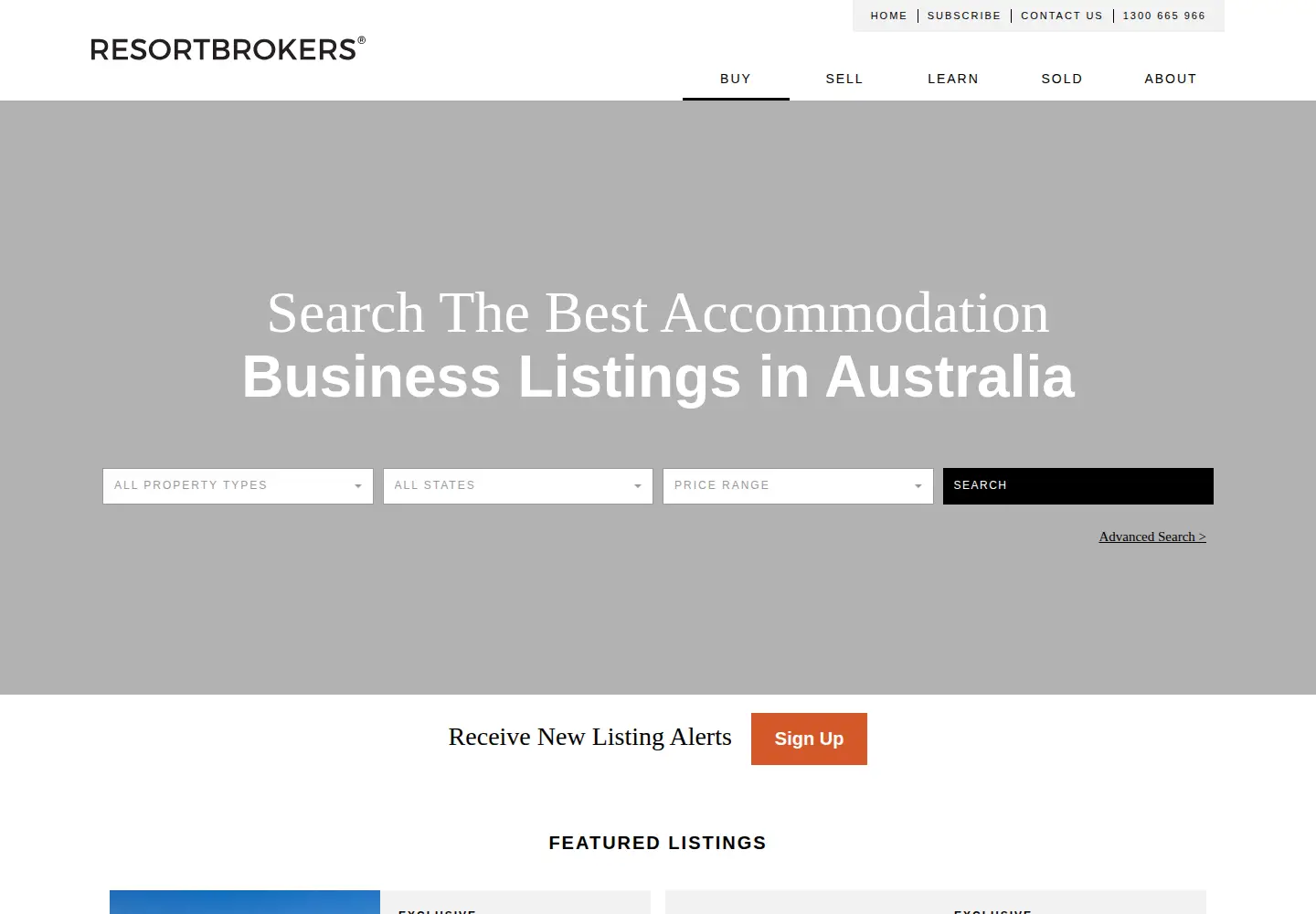 Captured homepage of resortbrokers.com.au in the current scan