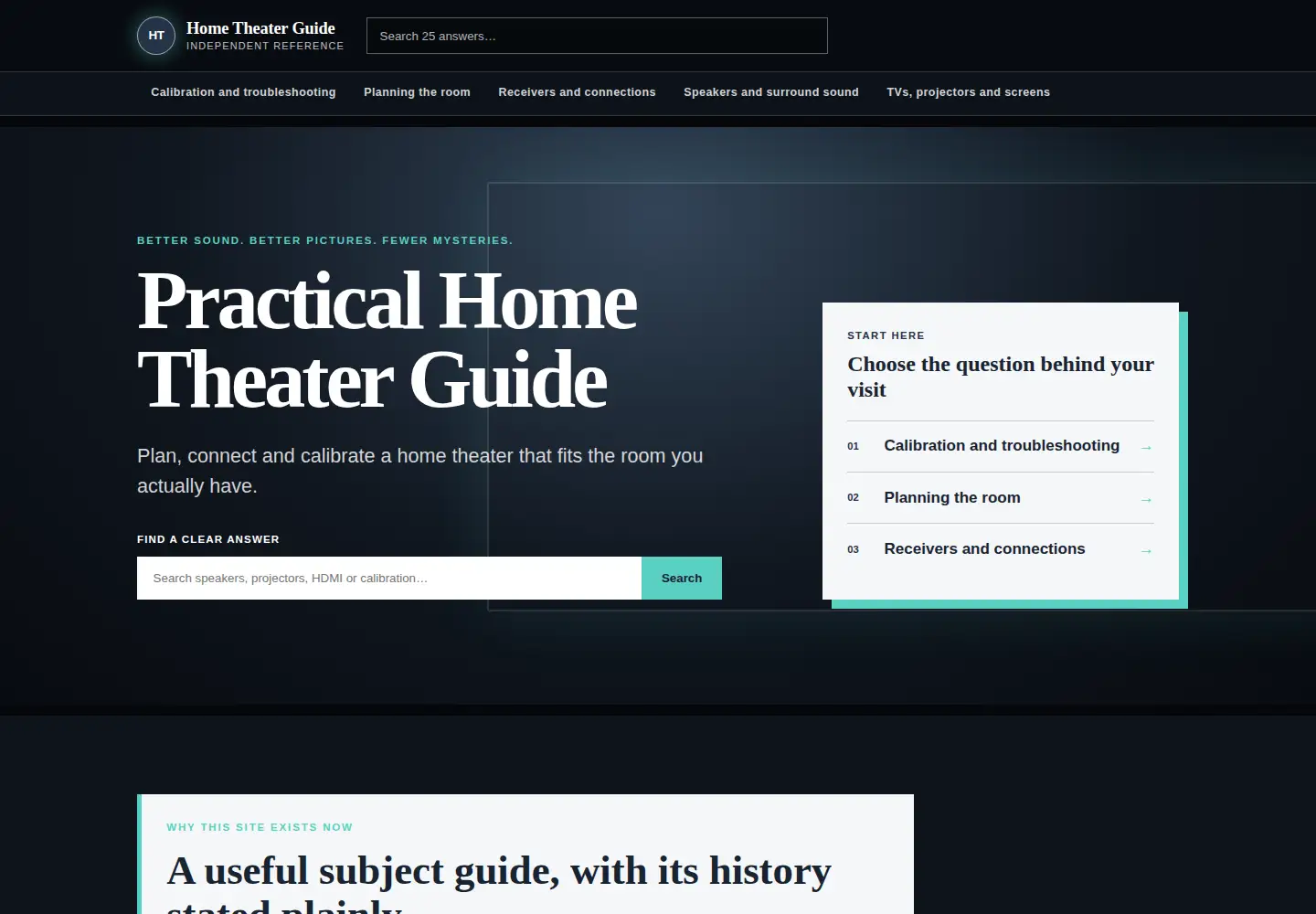 Screenshot of practical-home-theater-guide.com