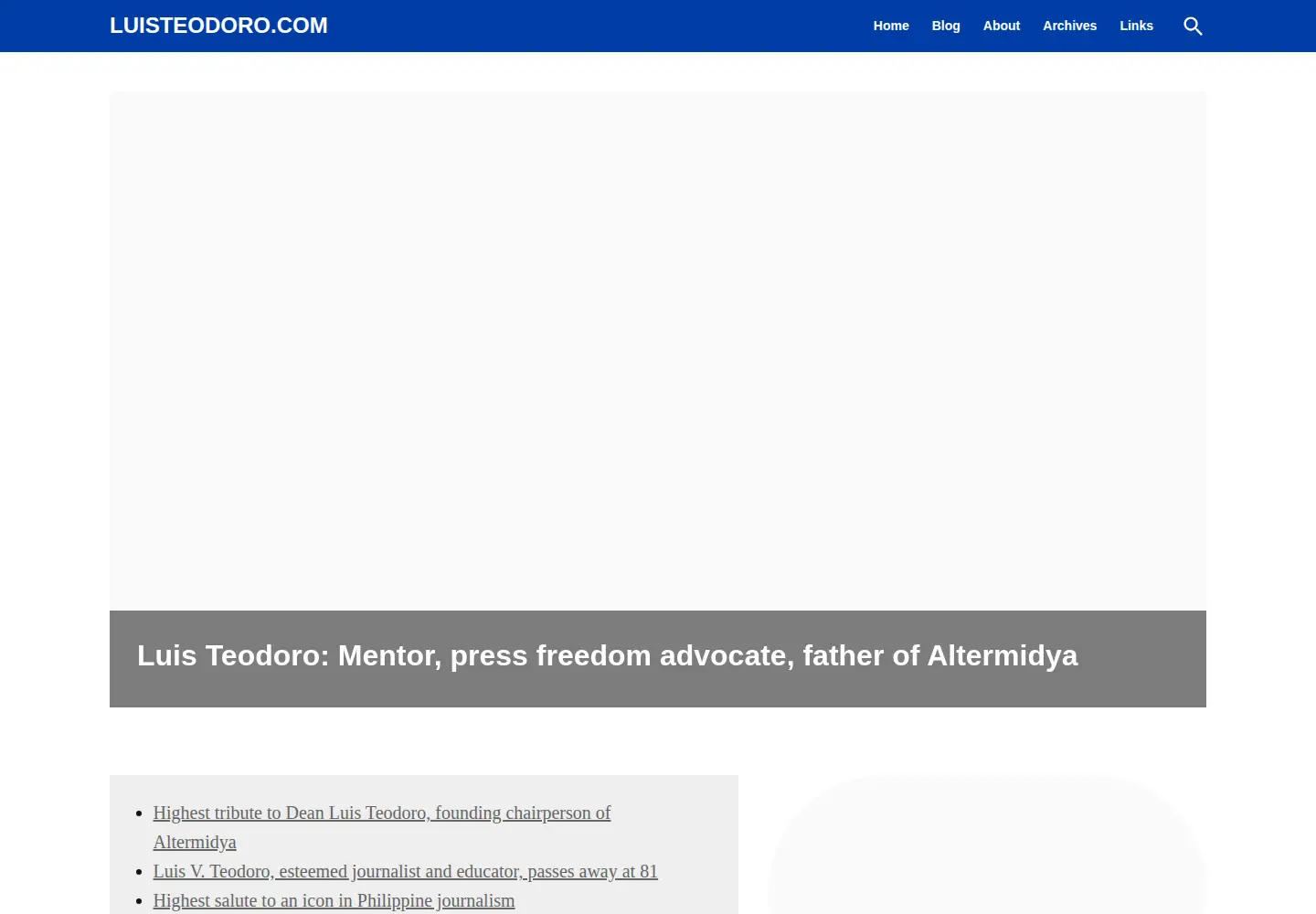 Captured homepage of luisteodoro.com in the current scan