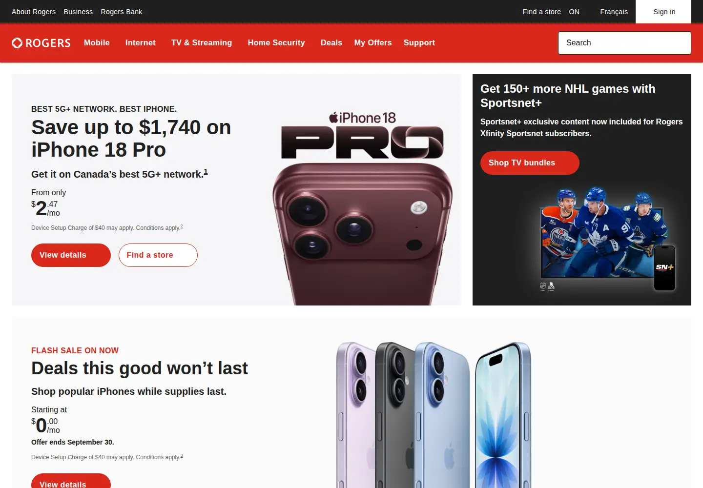 Screenshot of rogers.com