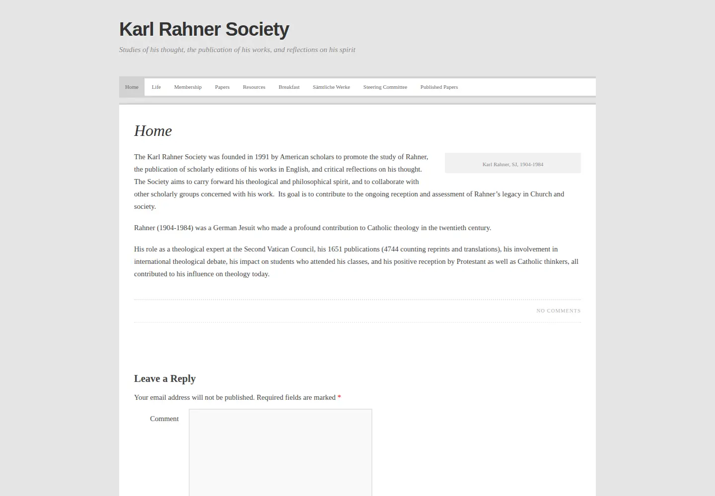 Screenshot of karlrahnersociety.com