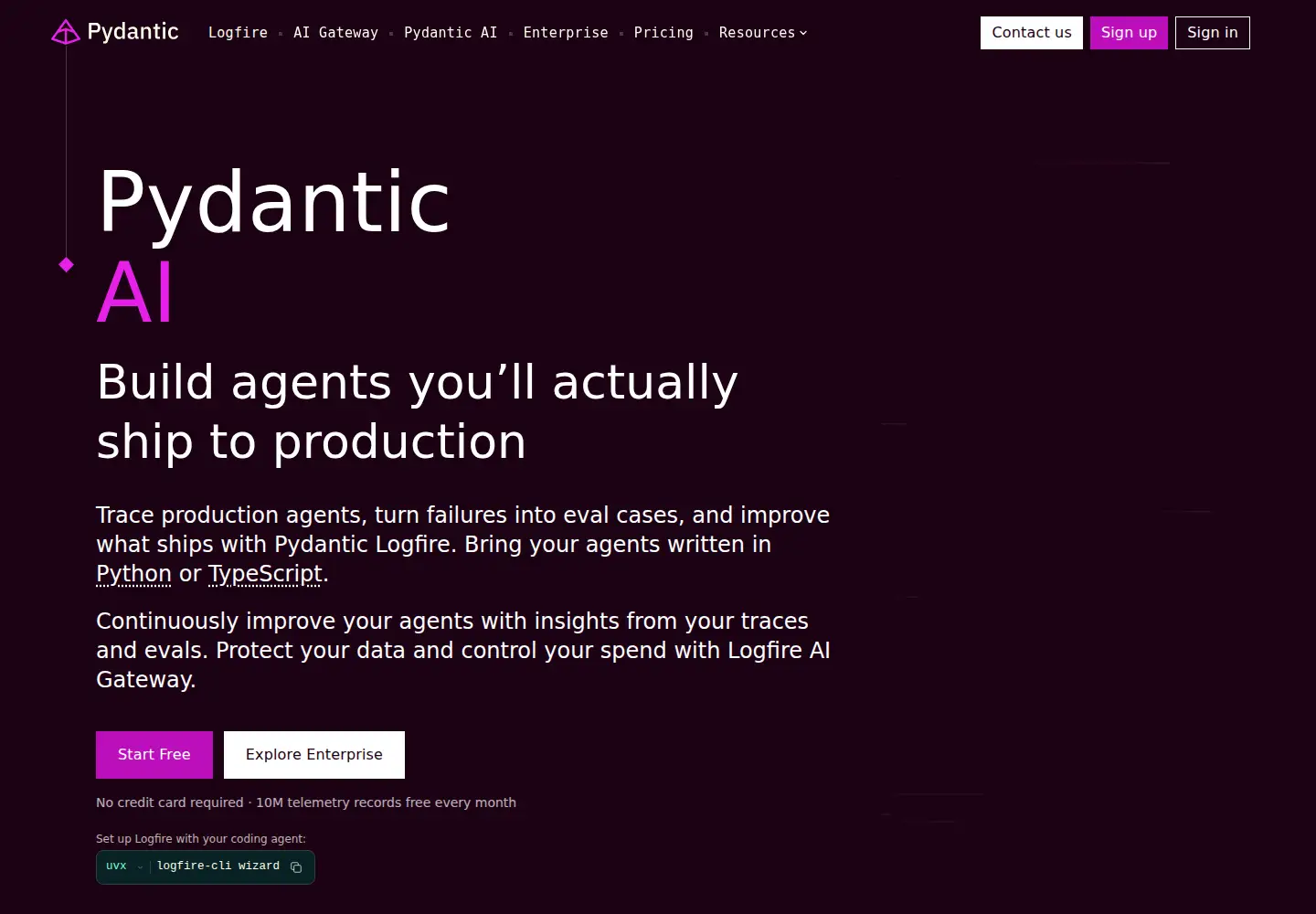 Screenshot of pydantic.dev