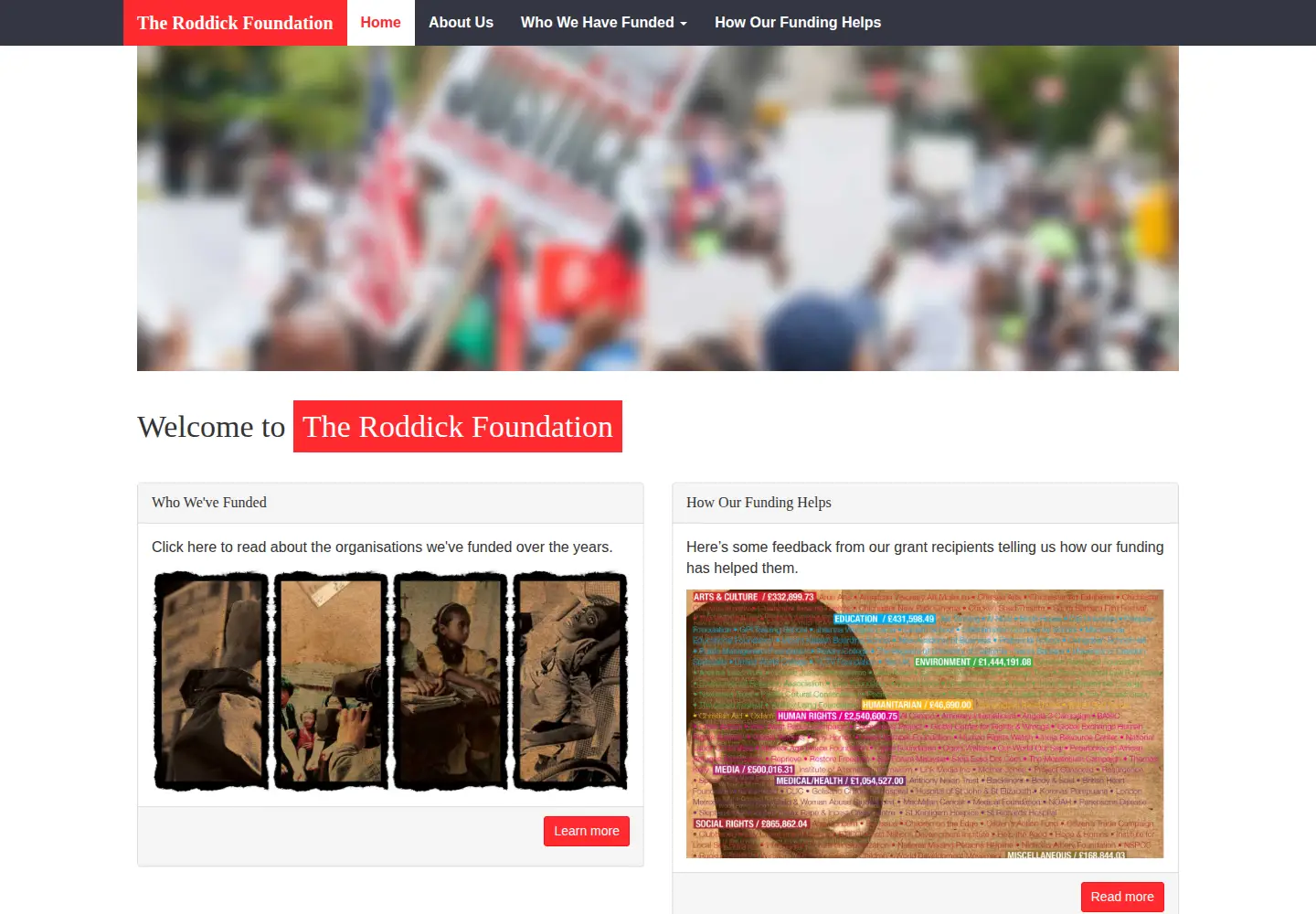 Screenshot of theroddickfoundation.org