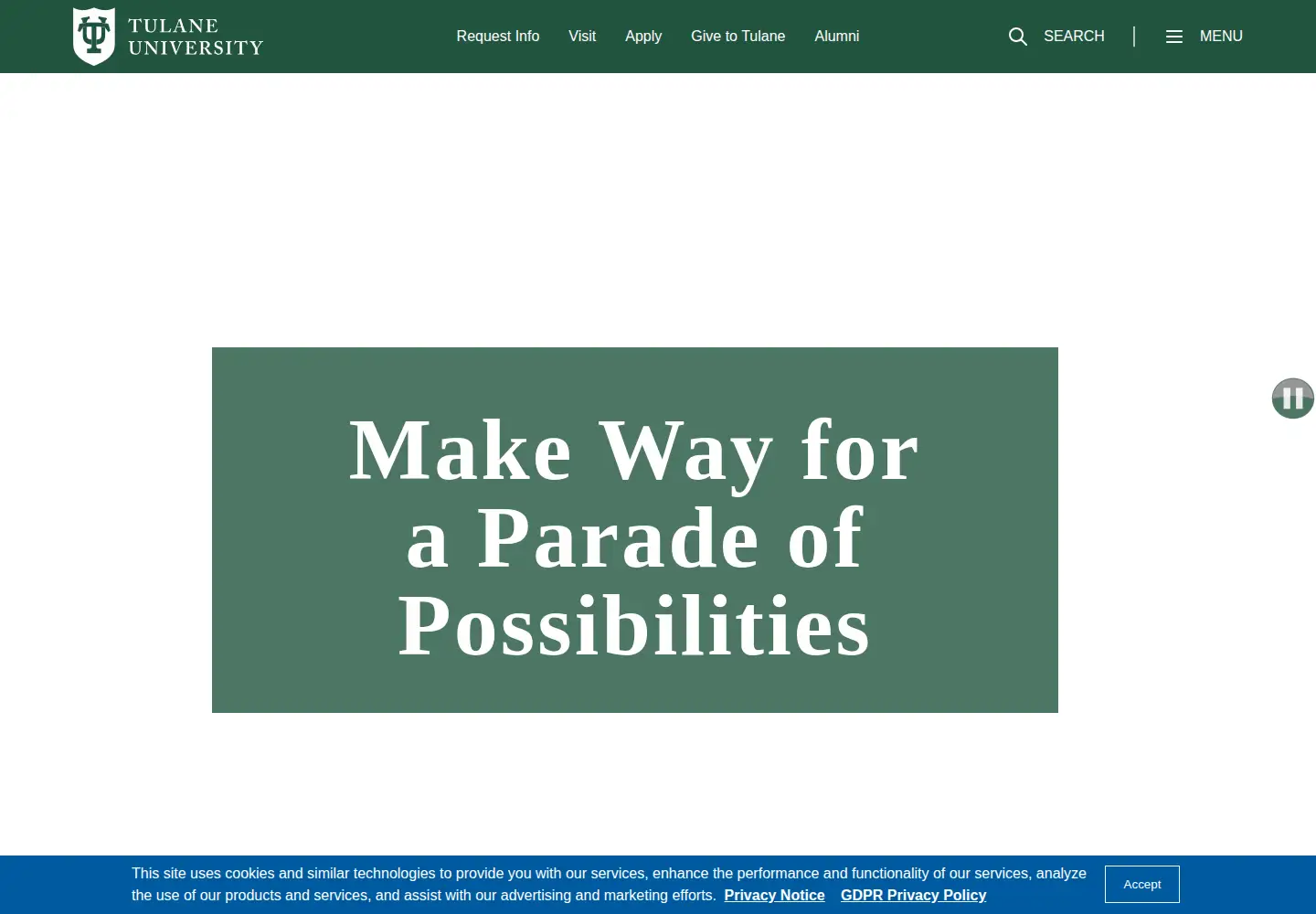 Screenshot of tulane.edu