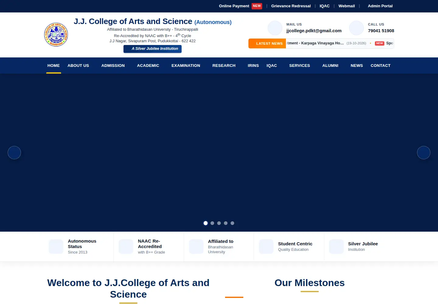 Screenshot of jjcoll.in