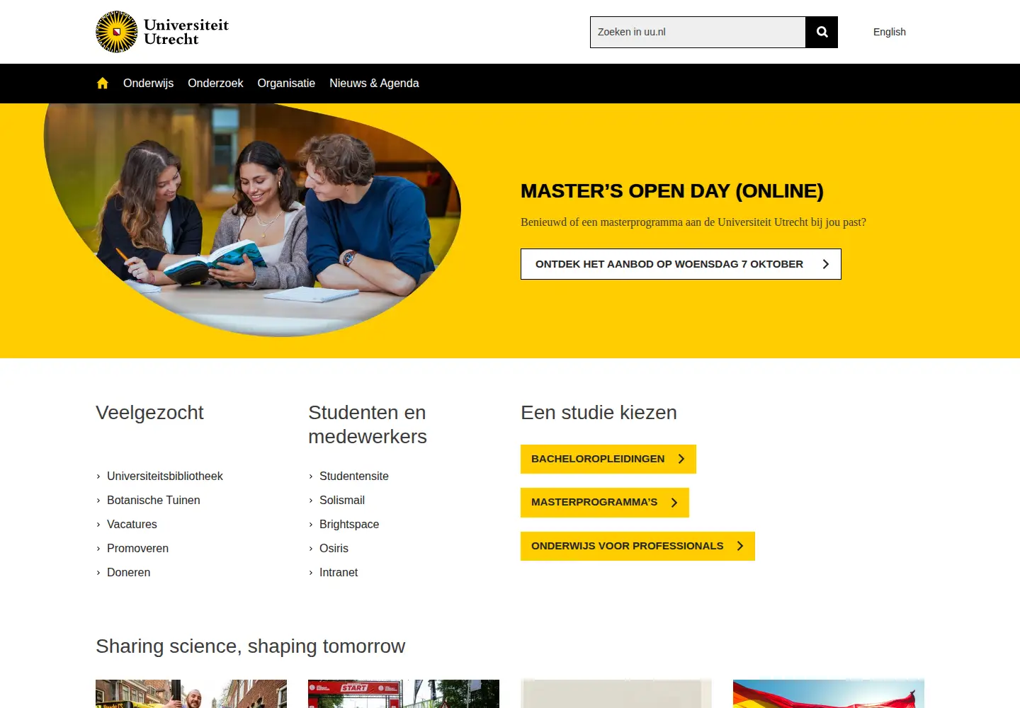 Screenshot of uu.nl