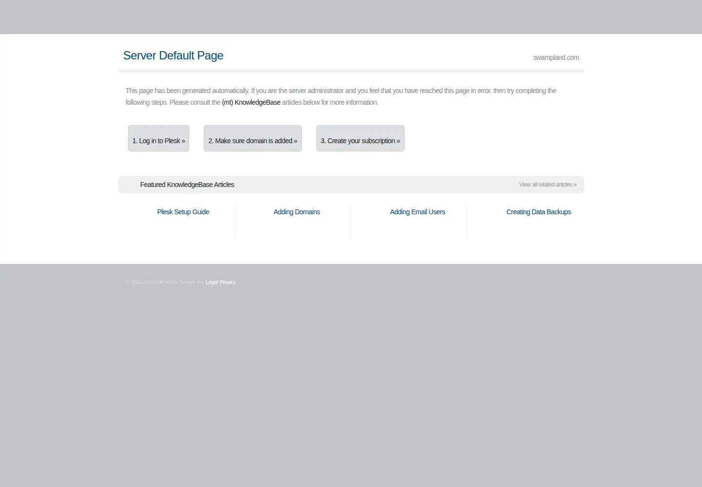 Screenshot of swampland.com