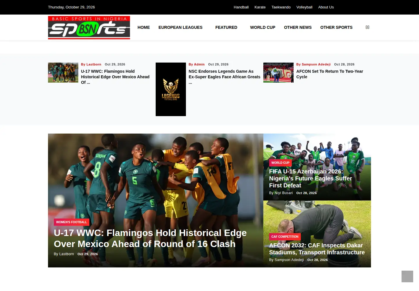Screenshot of bsnsports.com.ng