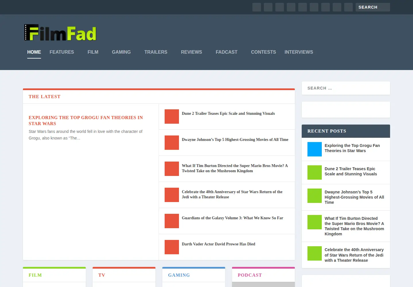 Screenshot of filmfad.com