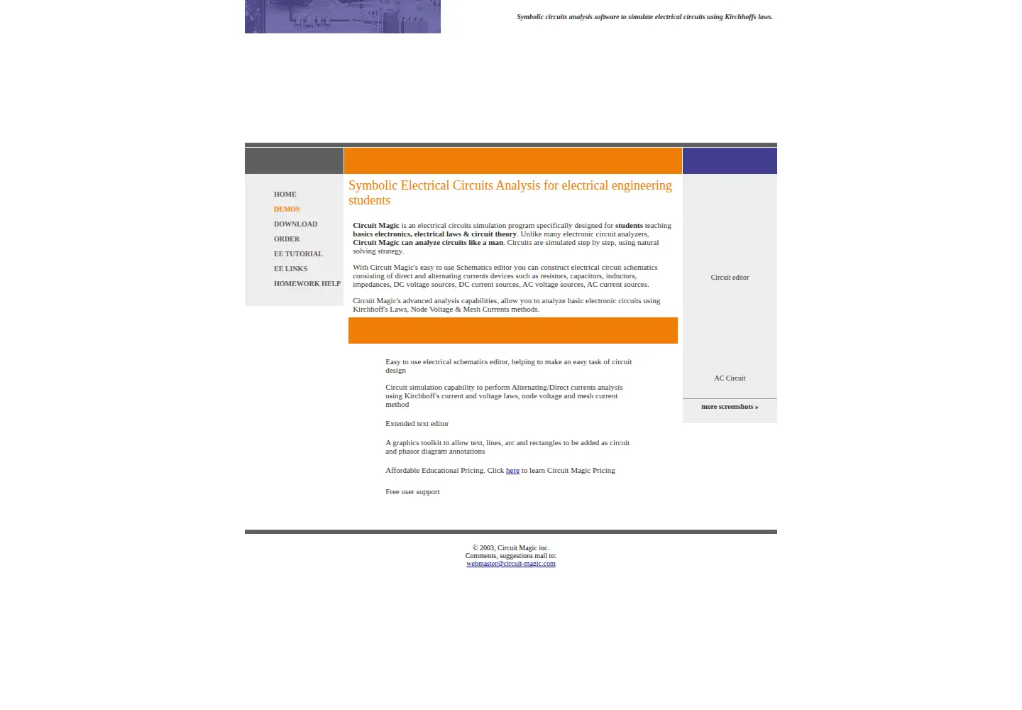 Captured homepage of circuit-magic.com in the current scan