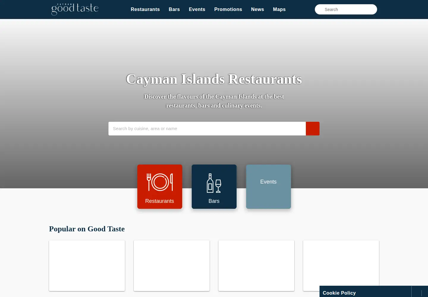 Screenshot of caymangoodtaste.com
