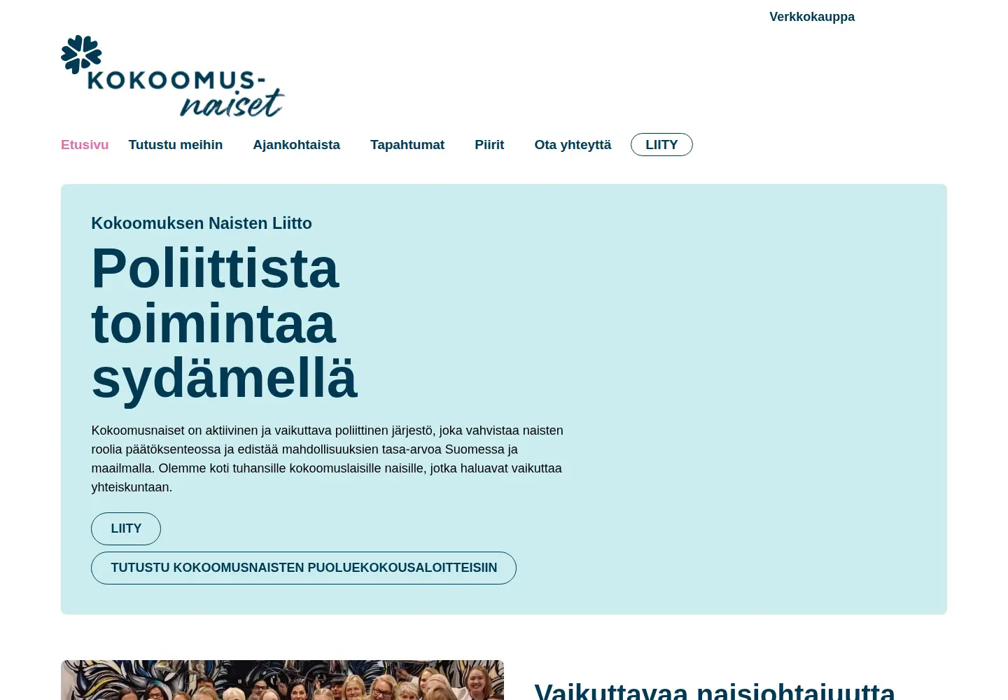 Captured homepage of kokoomusnaiset.fi in the current scan
