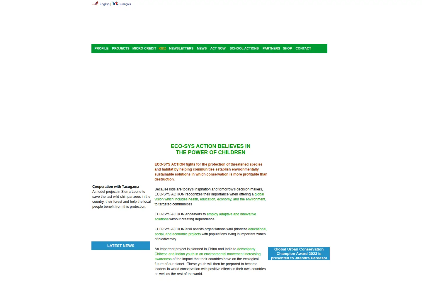 Screenshot of ecosysaction.org