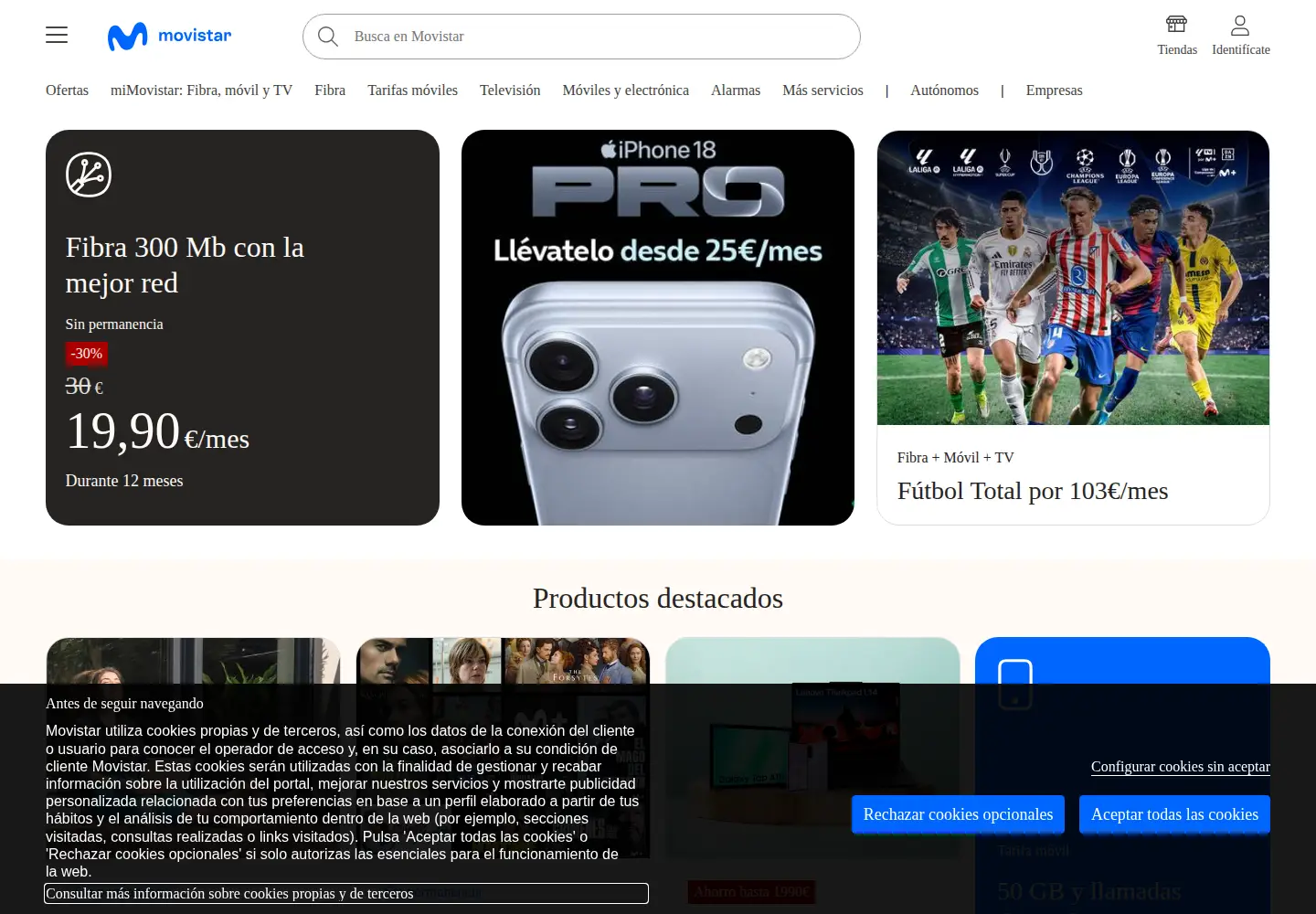 Screenshot of movistar.es
