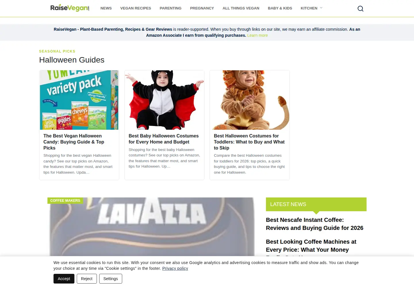 Screenshot of raisevegan.com