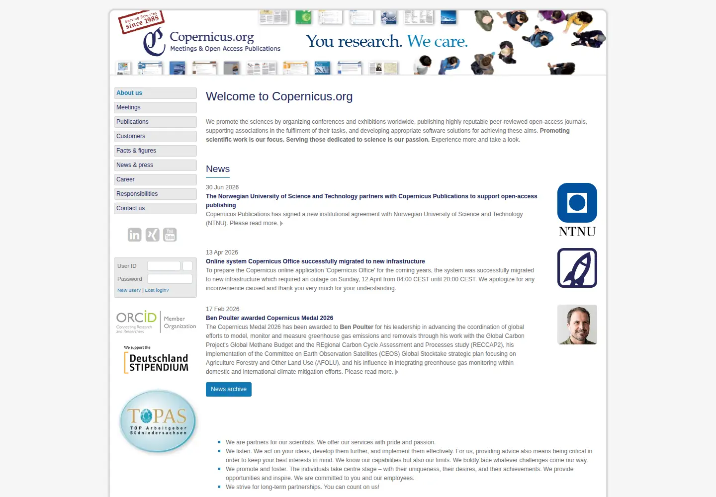 Screenshot of copernicus.org