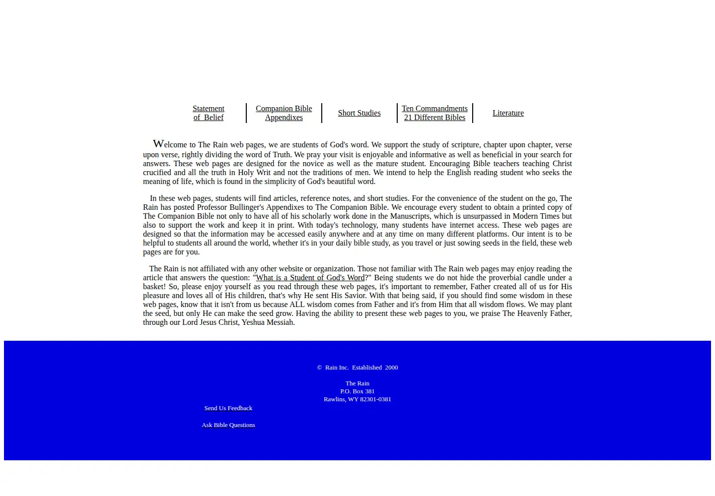 Captured homepage of therain.org in the current scan