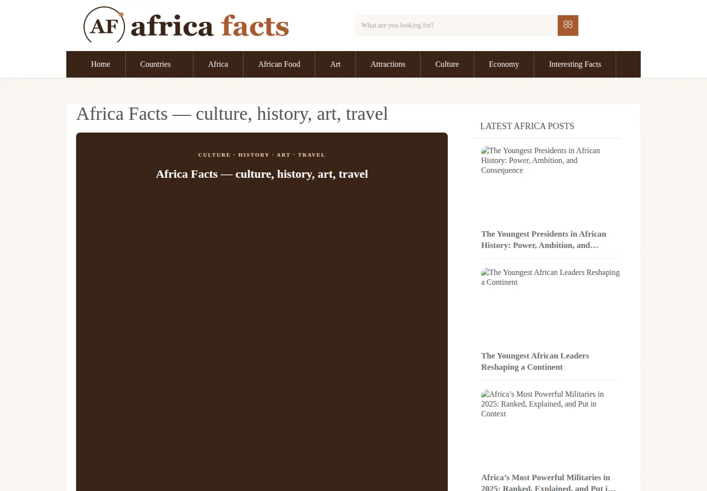 Captured homepage of africa-facts.org in the current scan