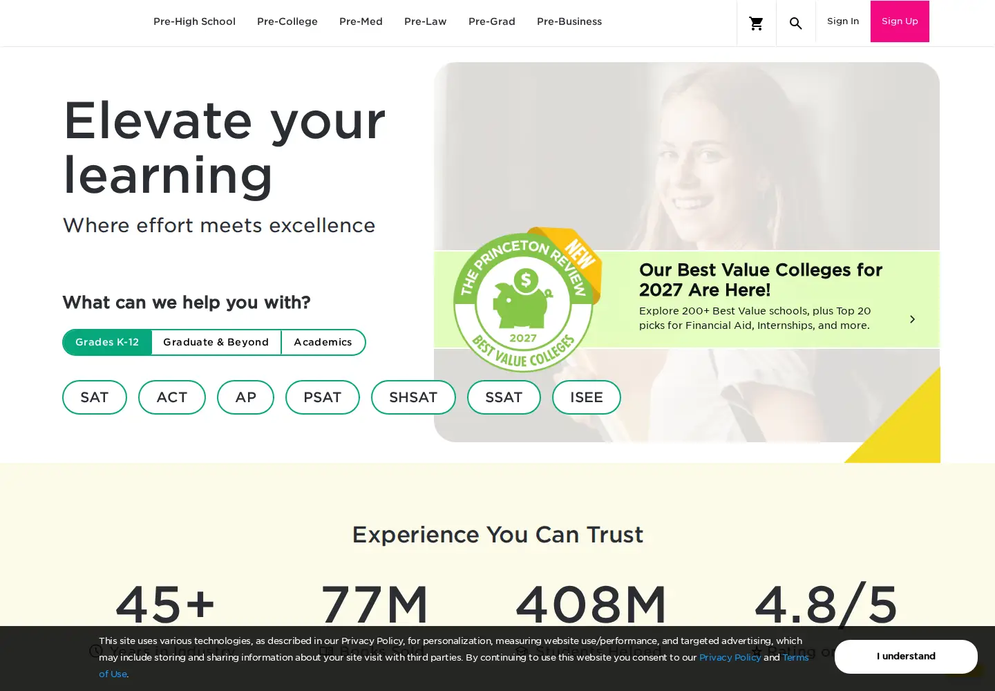 Screenshot of princetonreview.com