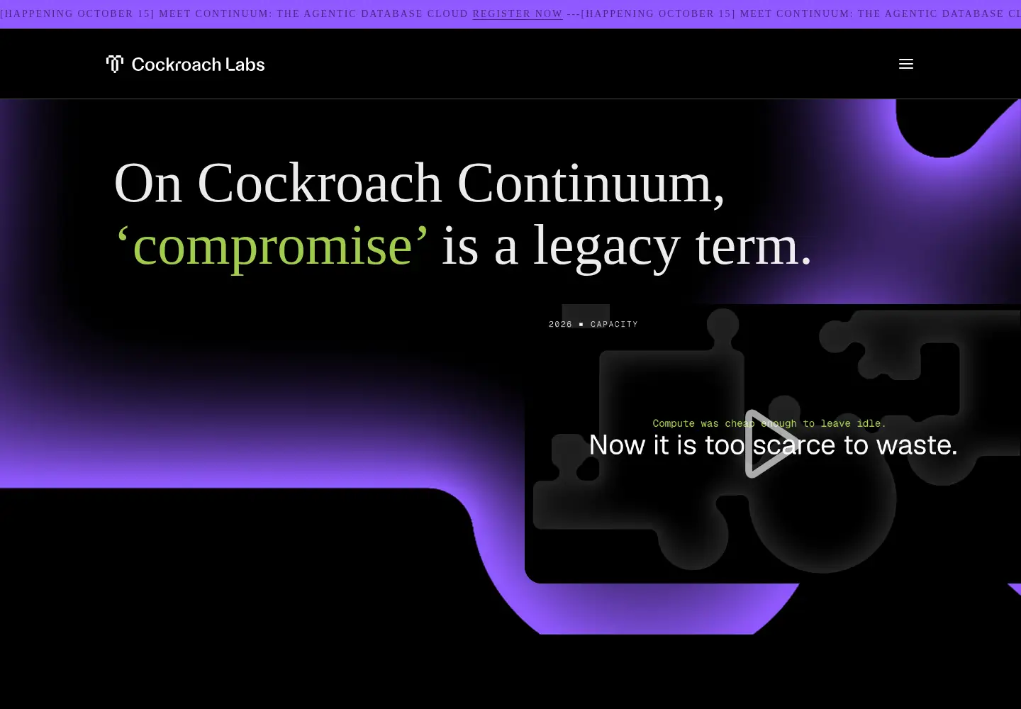 Screenshot of cockroachlabs.com