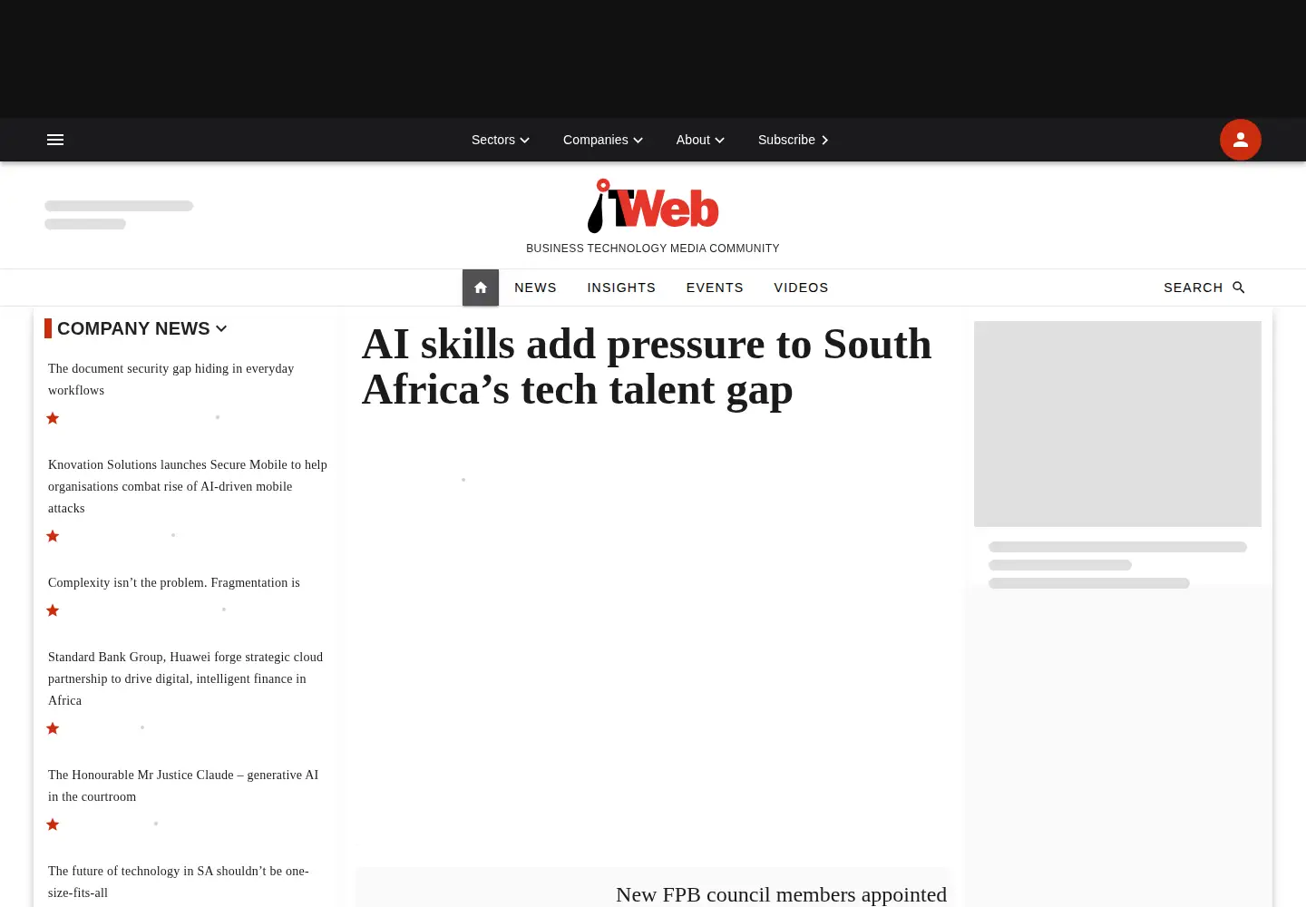 Screenshot of itweb.co.za