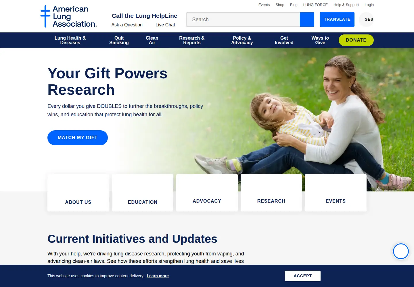 Screenshot of lung.org