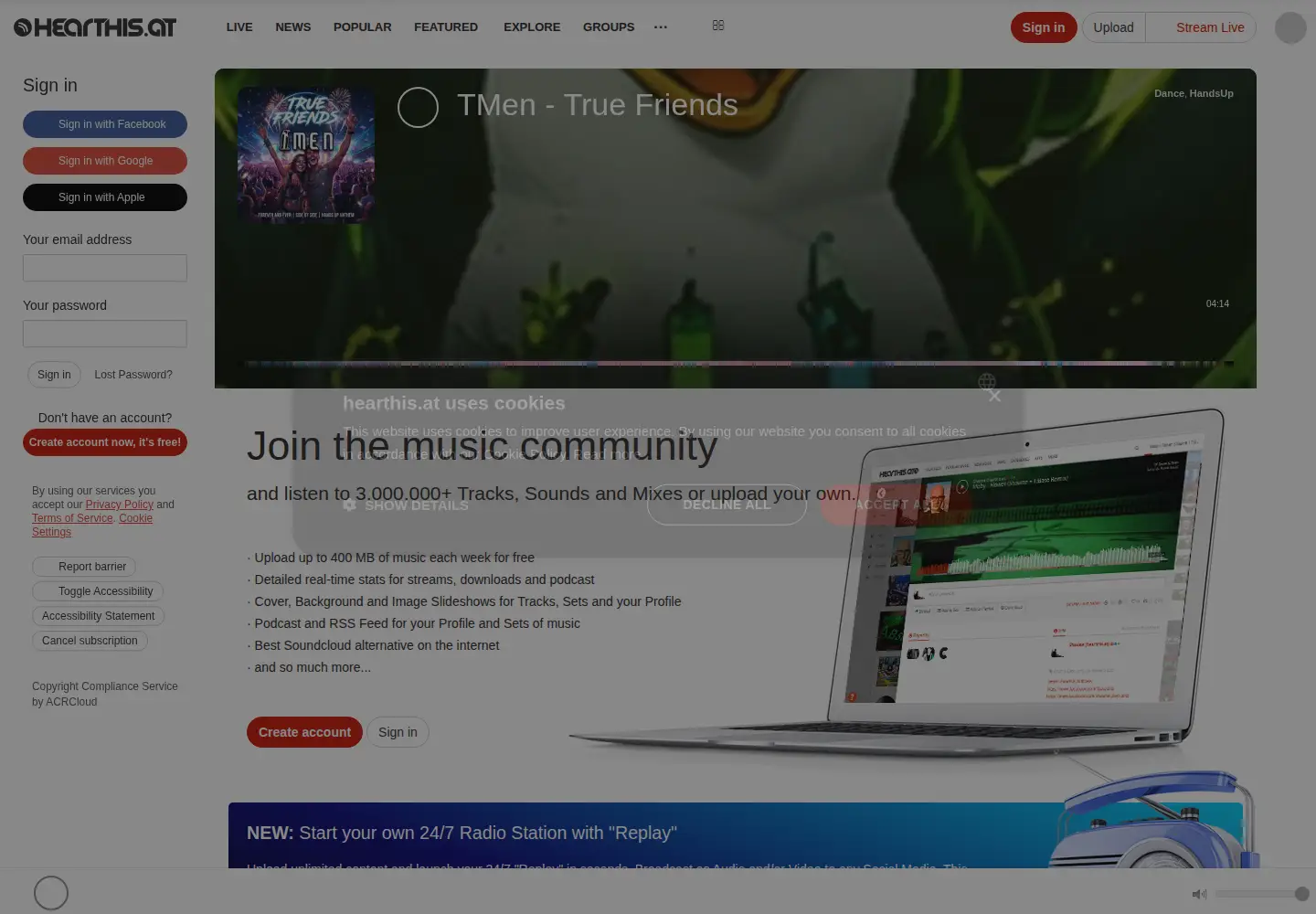 Screenshot of hearthis.at