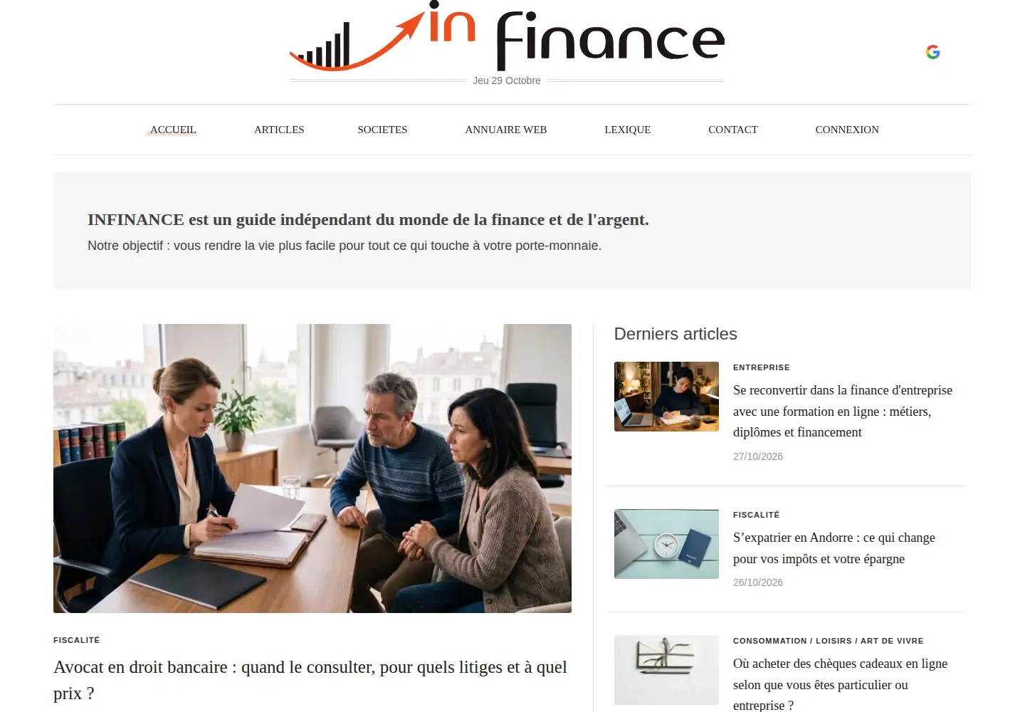 Screenshot of infinance.fr
