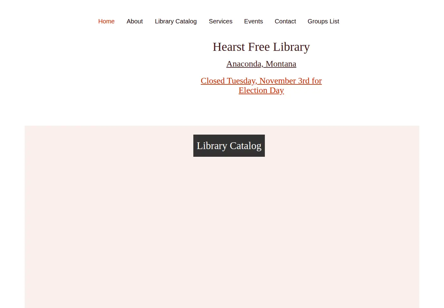 Screenshot of hearstfreelibrary.org