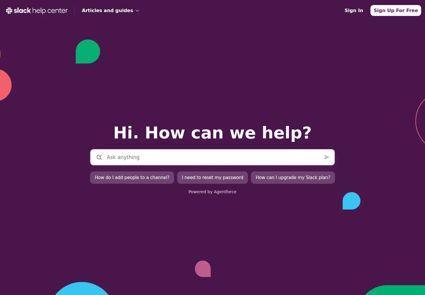Screenshot of slack.help