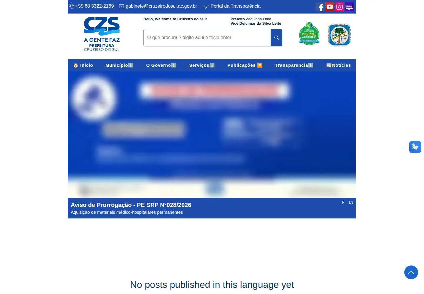 Captured homepage of cruzeirodosul.ac.gov.br in the current scan