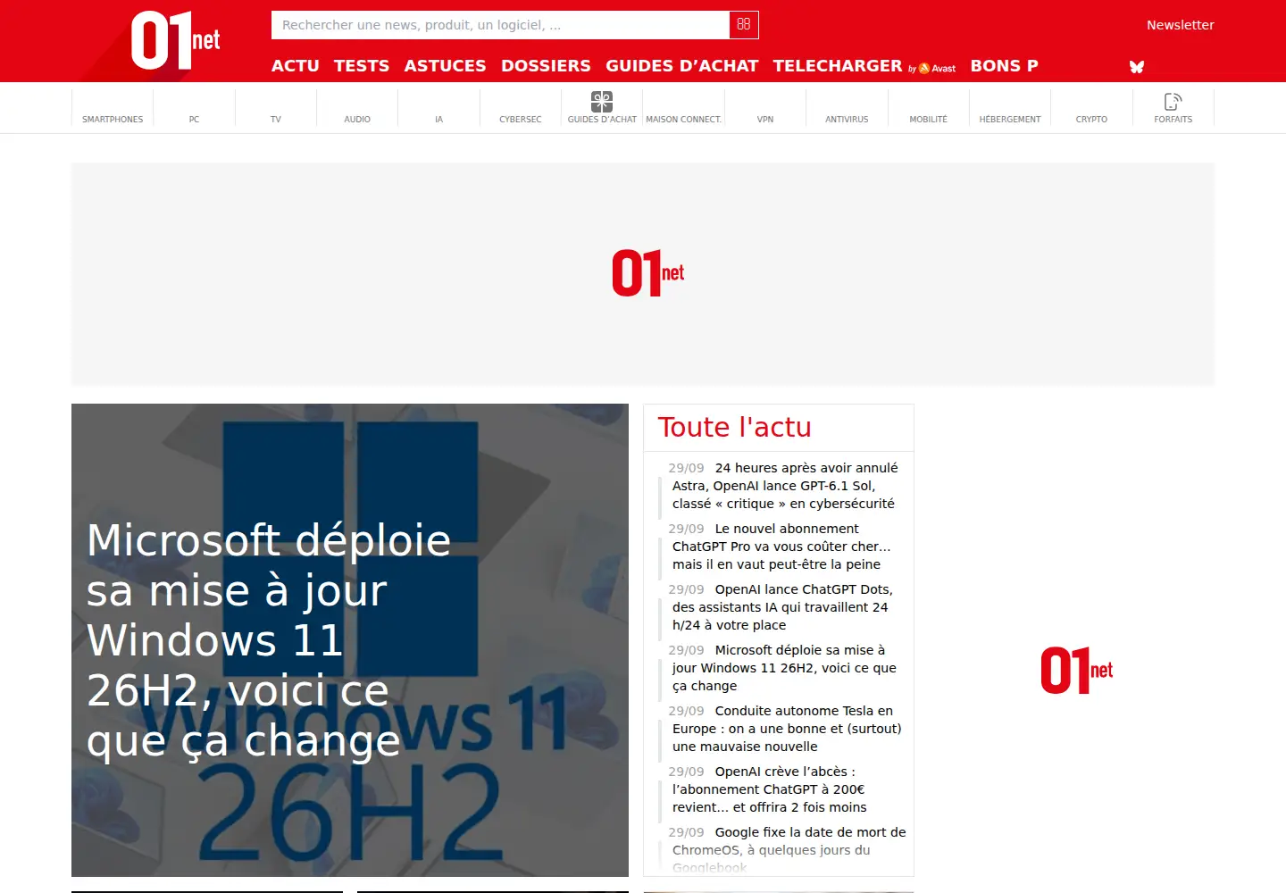 Screenshot of 01net.com